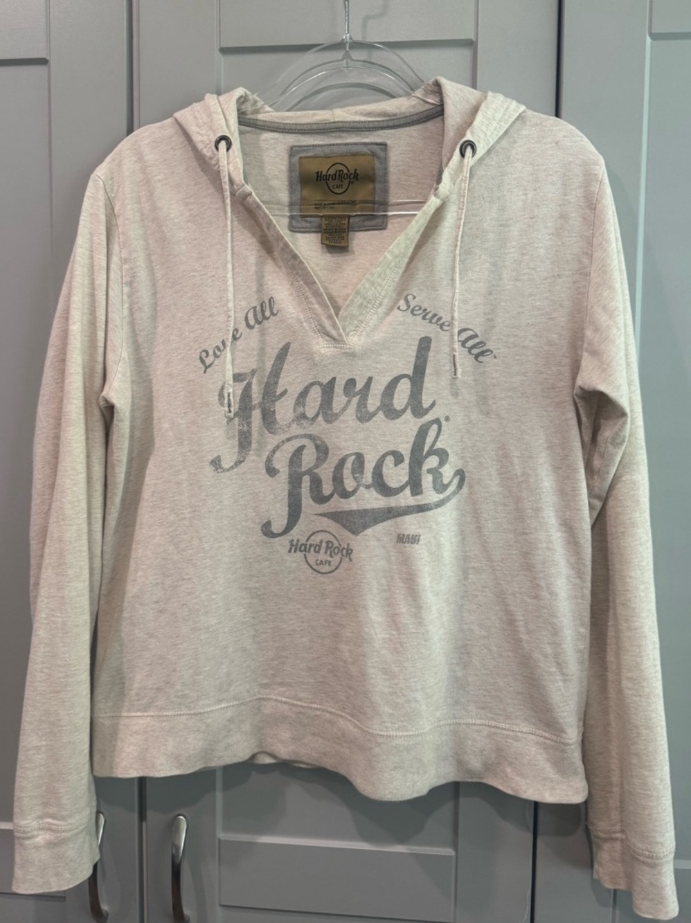 Hard Rock Cafe Maui V-Neck Hoodie Gray **BEST FOR A LARGE